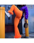 Siatki Capris Sexy nowa siatka spodnie wysokiej talii Slim perspektywy pomarańczowy puszysty spodnie Flare wakacyjny Streetwear 