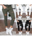 Nowy Skinny Jeans kobiet Denim spodnie otwory spodnie ołówkowe z poszarpanym kolanem spodnie typu casual Black White Stretch Rip