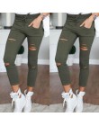 Nowy Skinny Jeans kobiet Denim spodnie otwory spodnie ołówkowe z poszarpanym kolanem spodnie typu casual Black White Stretch Rip