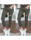 Nowy Skinny Jeans kobiet Denim spodnie otwory spodnie ołówkowe z poszarpanym kolanem spodnie typu casual Black White Stretch Rip