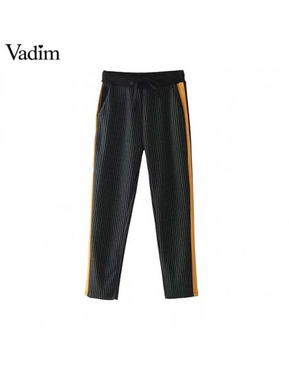 Vadim kobiety chic boczne pasek chusta spodnie sznurkiem kieszenie brytyjski styl lady moda jesień spodnie typu casual KZ1131
