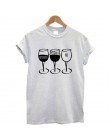Nowe mody kobiet T koszula czara drukowane z krótkim rękawem, dekolt w kształcie litery "o", zabawna koszulka wina na co dzień k