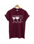 Nowe mody kobiet T koszula czara drukowane z krótkim rękawem, dekolt w kształcie litery "o", zabawna koszulka wina na co dzień k
