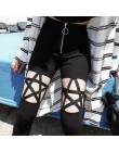 Moda Punk Gothic spodnie damskie legginsy drążą pięcioramienna gwiazda spodnie Harajuku Streetwear czarny