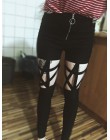 Moda Punk Gothic spodnie damskie legginsy drążą pięcioramienna gwiazda spodnie Harajuku Streetwear czarny