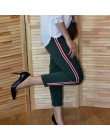Tangada kobiet elegancki pasek boczny czarne spodnie elastyczny pas panie jesień na co dzień zielony szary koreański mody spodni