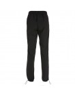 Sweetown chiński styl smok hafty spodnie Cargo kobiet czarny wysoka talia kieszeń spodnie Streetwear damskie spodnie do biegania
