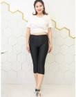 2018 moda nowy duży rozmiar 5xl stałe ołówkowe spodnie kwiatowy koronki łączone do kolan capris kobiety król rozmiar czarny neon