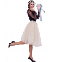 6 warstw 65 cm moda spódnica tiulowa plisowane spódniczki tutu kobiet Lolita halka druhna Vintage spódnica trzy czwarte jupiter 