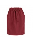 2019 nowa wiosna lato eleganckie spódnice Midi kobiet biuro spódnica ołówkowa bawełna elastyczna talia pakiet Hip spódnica spódn