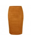 Sexy wielu kolor Suede Midi spódnica ołówkowa kobiet 2018 moda elastyczna wysoka talia urząd Lady Bodycon spódnice Saias