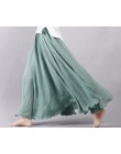 Modna plisowana lniana długa spódnica do kostek przewiewna elegancka maxi styl boho kolor różowy żółty fioletowy