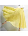 Modna plisowana lniana długa spódnica do kostek przewiewna elegancka maxi styl boho kolor różowy żółty fioletowy