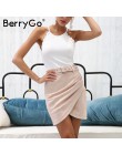 BerryGo wysokiej talii pas zamsz skórzana spódnica kobiet jesień zima nieregularne bodycon mini spódnica Sexy streetwear kobiety