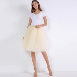 5 warstw 60 cm księżniczka Midi Tulle spódnica plisowana taniec spódnice Tutu kobiet Lolita halka jupiter Saia faldas Denim Part