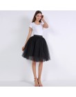 5 warstw 60 cm księżniczka Midi Tulle spódnica plisowana taniec spódnice Tutu kobiet Lolita halka jupiter Saia faldas Denim Part