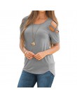 ZSIIBO kobiety lato z krótkim rękawem Strappy zimno ramię T-Shirt topy t shirt kobiety krótki O-neck Top Tees Feminina Camiseta