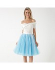 5 warstw 60 cm księżniczka Midi Tulle spódnica plisowana taniec spódnice Tutu kobiet Lolita halka jupiter Saia faldas Denim Part