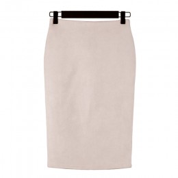 Kobiety spódnice zamszowe stałe spódnica ołówkowa kobieta jesień zima wysoka talia Bodycon w stylu Vintage podział grube elastyc