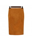 Kobiety spódnice zamszowe stałe spódnica ołówkowa kobieta jesień zima wysoka talia Bodycon w stylu Vintage podział grube elastyc