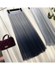Gogoyouth długi Tulle spódnica kobiet 2019 wiosna lato gradientu koreański elegancki wysoka talia linia plisowana szkoła spódnic