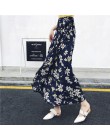 Zwiewna długa spódnica damska z wysokim stanem wiązana w talii we wzory w kwiaty modna