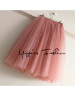 Streetwear 5 warstwy 65 cm Midi plisowana spódnica kobiety Gothic wysokiej talii Tulle Skater spódnica rokjes dames ropa mujer 2