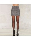 Haoduoyi ołówek Sexy wysoka talia Plaid Mini krótka spódnica na co dzień kobiety urząd Lady przycisków na zamek błyskawiczny z p