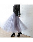 Spódnica damska Vintage tiulowa plisowana długa spódniczka wiosna lato jesień