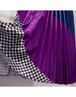 Marwin 2019 wiosna nowy-w zestawie europejski dopasowanie kolorów plisowana spódnica w kratę w stylu High Street połowy łydki im