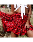 Conmoto kolorowe Leopard Print Ruffles krótki czarny spódnica Lace Up kobiety spódnice lato 2019 wysoka talia czerwona Mujer spó