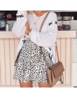 Conmoto kolorowe Leopard Print Ruffles krótki czarny spódnica Lace Up kobiety spódnice lato 2019 wysoka talia czerwona Mujer spó