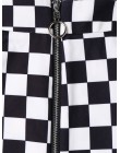 Modna ołówkowa spódnica damska z wysokim stanem oryginalny wzór w biało czarna szachownicę metalowy zamek z obręczą