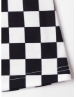 Modna ołówkowa spódnica damska z wysokim stanem oryginalny wzór w biało czarna szachownicę metalowy zamek z obręczą