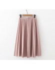 2019 wiosna lato kobiety wysoka spódniczka z wysokim stanem jednolity kolor plisowana spódnica kobiety przyczynowy spódnice Midi