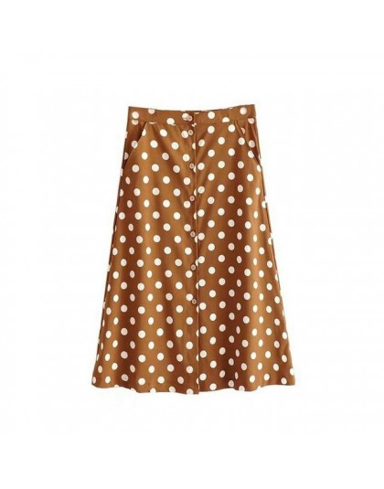 Tangada vintage polka dot druku spódnica dla kobiet korea moda damska spódnica trzy czwarte boho kieszenie przycisk spódnice QJ2