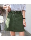Cukierki kolor lato kobiety Jeans spódnica linii pasek na co dzień Harajuku Denim Jupe Mujer kolegium wiatr wysokiej talii czarn