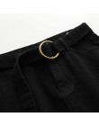 Cukierki kolor lato kobiety Jeans spódnica linii pasek na co dzień Harajuku Denim Jupe Mujer kolegium wiatr wysokiej talii czarn