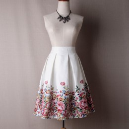 Neophil 2019 panie żakardowe kwiat wydruku plisowana suknia balowa Midi Skater spódnice damskie w stylu Vintage kwiatowy wysokie