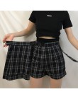 ELEXS lato spódnica kobiety wysoka talia Plaid-line spódnica na co dzień moda Kawaii Student spódnice szorty E2119