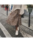 Simplee w stylu Vintage leopard print plisowana spódnica kobiety punk rock koreański spódnica streetwear sznurek elastyczny pas 