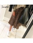 Simplee w stylu Vintage leopard print plisowana spódnica kobiety punk rock koreański spódnica streetwear sznurek elastyczny pas 