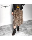 Simplee w stylu Vintage leopard print plisowana spódnica kobiety punk rock koreański spódnica streetwear sznurek elastyczny pas 