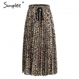 Simplee w stylu Vintage leopard print plisowana spódnica kobiety punk rock koreański spódnica streetwear sznurek elastyczny pas 