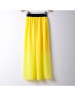 Modna zwiewna długa spódnica maxi damska elastyczny czarny pas delikatne plisy szyfonowa w żółtym i bordowym kolorze