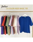 Jielur Tee Shirt 15 jednolity kolor podstawowy t-shirt kobiety Casual O-neck Harajuku lato Top koreański Hipster biały T Shirt S