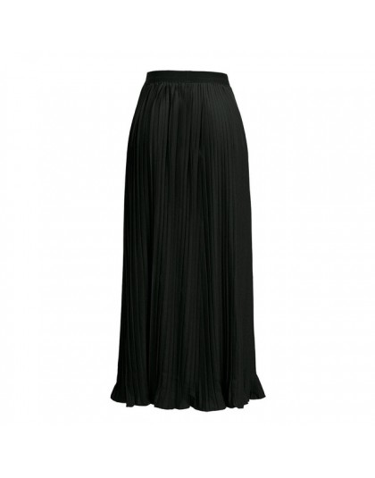 Elegancka długa spódnica damska z lejącego materiału plisowana modna do kostek z połyskiem gumka w talii wysoki stan