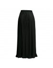 Elegancka długa spódnica damska z lejącego materiału plisowana modna do kostek z połyskiem gumka w talii wysoki stan