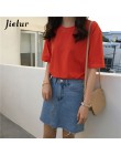 Jielur Tee Shirt 15 jednolity kolor podstawowy t-shirt kobiety Casual O-neck Harajuku lato Top koreański Hipster biały T Shirt S