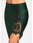 Wipalo 2019 kobiety Sexy zapinane na zamek bandażowe ołówkowe spódnice koronkowa wstawka wyposażone spódnica ze sztucznej skóry 
